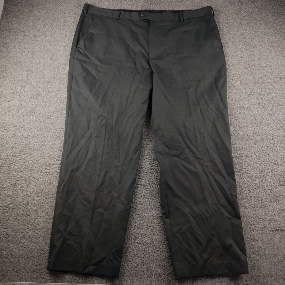 IZOD Mens Black Flat Front Straight Leg Dress Pants 42x30 Preppy Golf Office